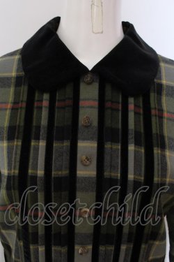 画像2: Jane Marple / Tartan check velvet trimming dress ドレス M グリーン O-25-03-26-1006-JM-OP-IG-ZT114