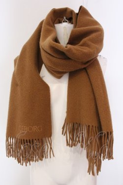 画像1: INGEBORG / ロゴ刺繍大判マフラー  キャメル O-25-03-26-1068-LO-ZA-IG-ZT274