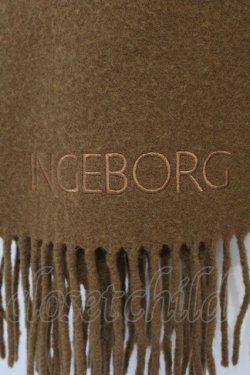 画像2: INGEBORG / ロゴ刺繍大判マフラー  キャメル O-25-03-26-1068-LO-ZA-IG-ZT274