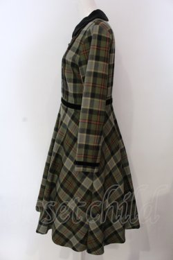 画像3: Jane Marple / Tartan check velvet trimming dress ドレス M グリーン O-25-03-26-1006-JM-OP-IG-ZT114