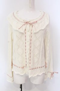 PINK HOUSE / 衿付きニットカーディガン  シロ O-25-03-26-1002-LO-TO-IG-ZT113