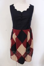 画像1: 【SALE】F i.n.t / ダイヤ柄パッチワークワンピ  ネイビー O-25-03-26-1021-CA-OP-SZ-ZT109 (1)