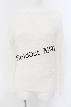 画像1: F&A / スカラップ衿ぐり総レーストップス  アイボリー O-25-03-26-1022-LO-TO-SA-ZT109