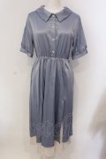 LEBECCA boutique / 夢か現かスリットサテンワンピース  サックス×アイボリー O-25-03-26-1023-EL-OP-IG-ZT109