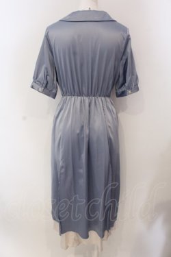 画像3: LEBECCA boutique / 夢か現かスリットサテンワンピース  サックス×アイボリー O-25-03-26-1023-EL-OP-IG-ZT109