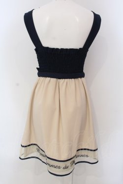 画像3: F i.n.t / 裾ロゴ刺繍ドッキングワンピース  ネイビー×アイボリー O-25-03-26-1026-CA-OP-SZ-ZT110
