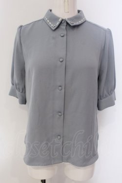 画像1: Fi.n.t / 配色タイ付きはしごリボン衿5分袖ブラウス  サックス O-25-03-26-1028-CA-BL-IG-ZT110