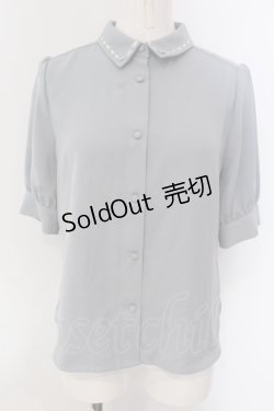 画像1: Fi.n.t / 配色タイ付きはしごリボン衿5分袖ブラウス  サックス O-25-03-26-1028-CA-BL-IG-ZT110