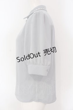 画像2: Fi.n.t / 配色タイ付きはしごリボン衿5分袖ブラウス  サックス O-25-03-26-1028-CA-BL-IG-ZT110