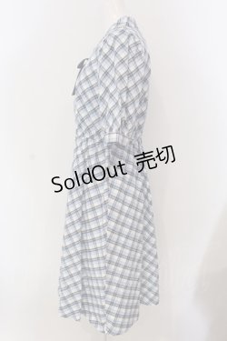 画像2: F i.n.t / リボンタイ付き開衿チェックワンピース F ブルー O-25-03-26-1029-CA-OP-YM-ZT110