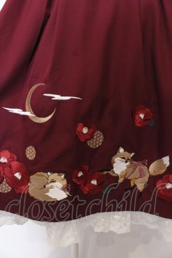 画像2: Amavel / 月夜の狐と寒椿 和風スカート  ワイン O-25-03-26-014-CA-SK-IG-OS