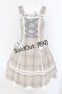 画像1: BABY,THE STARS SHINE BRIGHT / 裾スカラップタータンチェックジャンパースカートセット  ベージュ O-25-03-26-002-BA-OP-IG-OS