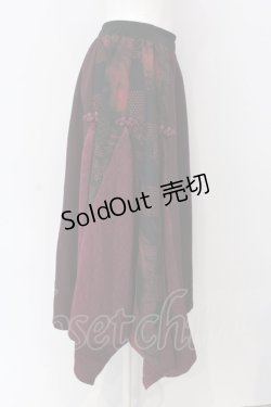 画像2: Qutie Frash / 和柄フレアロングスカート  レッド O-25-03-26-016-QU-SK-IG-ZI