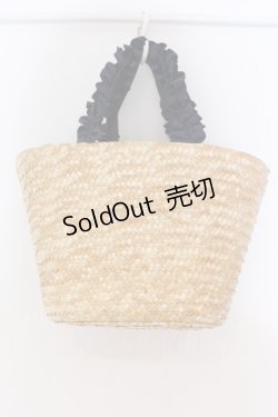 画像2: Maison de FLEUR / フリルハンドルダブルリボンカゴバッグ  ナチュラル×ネイビー O-25-03-27-008-LO-BG-OW-ZT-K013