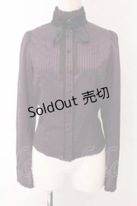 Sheglit / シャドーストライプサテンブラウス M パープル O-25-03-29-031-EL-BL-OW-OS
