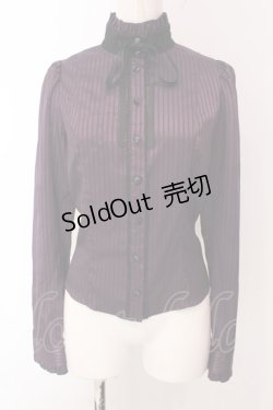 画像1: Sheglit / シャドーストライプサテンブラウス M パープル O-25-03-29-031-EL-BL-OW-OS
