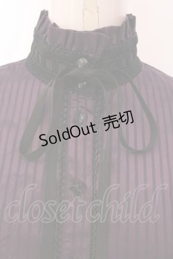 画像2: Sheglit / シャドーストライプサテンブラウス M パープル O-25-03-29-031-EL-BL-OW-OS