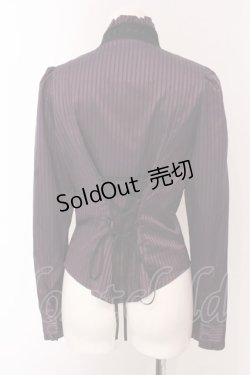 画像5: Sheglit / シャドーストライプサテンブラウス M パープル O-25-03-29-031-EL-BL-OW-OS