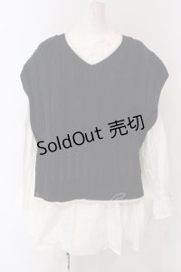 axes femme / ニットベストアンサンブル F シロ×コン O-25-03-29-045-AX-TO-OW-OS