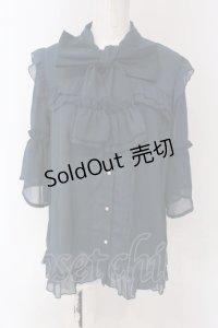 axes femme / シアーフリルボータイブラウス F グリーン O-25-03-29-047-AX-BL-OW-OS