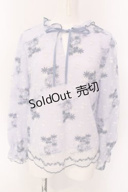画像1: axes femme / ２ＷＡＹチュール刺繍ブラウス F ブルー O-25-03-29-049-AX-BL-OW-OS