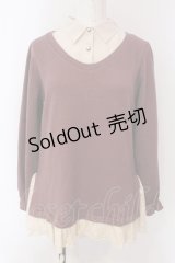 axes femme / 重ね着風ニットトップス M ピンク×キナリ O-25-03-29-051-AX-TO-OW-OS
