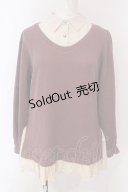 画像1: axes femme / 重ね着風ニットトップス M ピンク×キナリ O-25-03-29-051-AX-TO-OW-OS