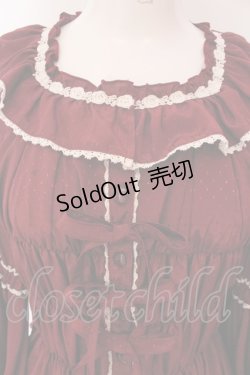 画像2: metamorphose / スクエアあきフリル姫袖ブラウス(ドットデシン)  ワイン O-25-03-29-016-ME-BL-OW-OS
