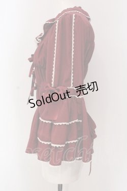 画像3: metamorphose / スクエアあきフリル姫袖ブラウス(ドットデシン)  ワイン O-25-03-29-016-ME-BL-OW-OS