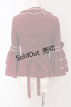 画像4: metamorphose / スクエアあきフリル姫袖ブラウス(ドットデシン)  ワイン O-25-03-29-016-ME-BL-OW-OS