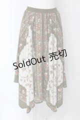 axes femme / スカーフ風アシメスカート M グリーン O-25-03-29-021-AX-SK-OW-OS