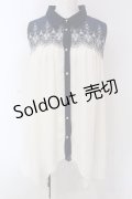 axes femme / ヨーク刺繍イレヘムチュニック M キナリ×ネイビー O-25-03-29-022-AX-TO-OW-OS