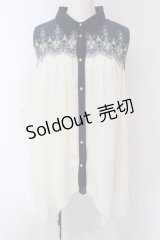 axes femme / ヨーク刺繍イレヘムチュニック M キナリ×ネイビー O-25-03-29-022-AX-TO-OW-OS