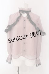 Rojita / シアーラッフル配色ブラウス  ピンク×クロ O-25-03-29-026-LO-BL-IG-OS