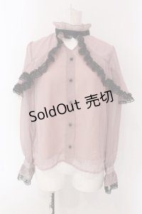 Rojita / シアーラッフル配色ブラウス  ピンク×クロ O-25-03-29-026-LO-BL-IG-OS
