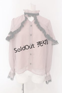 画像1: Rojita / シアーラッフル配色ブラウス  ピンク×クロ O-25-03-29-026-LO-BL-IG-OS