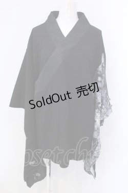 画像1: Qutie Frash / 2023年プレミアム 宵鶴着物チュニック  ブラック O-25-03-31-028-QU-TO-IG-OS
