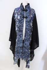 Qutie Frash / チャイナ着物ロングカーデ  ブルー O-25-03-31-031-QU-JA-IG-OS