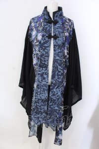 Qutie Frash / チャイナ着物ロングカーデ  ブルー O-25-03-31-031-QU-JA-IG-OS