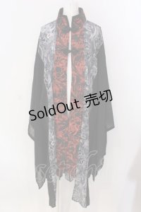 Qutie Frash / チャイナ着物ロングカーデ  レッド×ブラック O-25-03-31-032-QU-JA-IG-OS