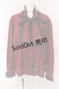 DearMyLoveWhip / レースフリルたっぷり上品ボウタイリボンブラウス 4L ボルドー O-25-03-31-050-LO-BL-IG-OS