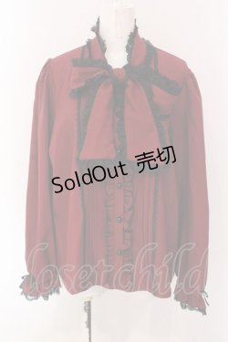 画像1: DearMyLoveWhip / レースフリルたっぷり上品ボウタイリボンブラウス 4L ボルドー O-25-03-31-050-LO-BL-IG-OS