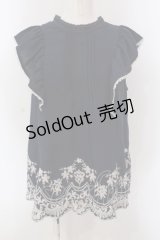 axes femme / 裾刺繍ノースリブラウス M ネイビー O-25-03-31-1029-AX-BL-IG-OS