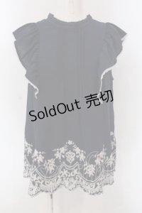 axes femme / 裾刺繍ノースリブラウス M ネイビー O-25-03-31-1029-AX-BL-IG-OS