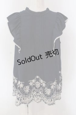 画像1: axes femme / 裾刺繍ノースリブラウス M ネイビー O-25-03-31-1029-AX-BL-IG-OS