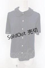 axes femme / 二重襟ブラウス M ネイビー O-25-03-31-1030-AX-BL-IG-OS