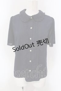 axes femme / 二重襟ブラウス M ネイビー O-25-03-31-1030-AX-BL-IG-OS