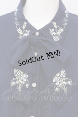 画像2: axes femme / 刺繍リボンノースリーブブラウス M ネイビー O-25-03-31-1034-AX-BL-IG-OS