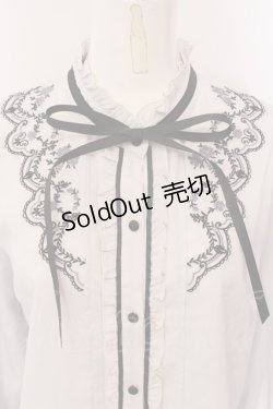 画像2: axes femme / 刺繍入スタンドカラーブラウス M グレー O-25-03-31-1036-AX-BL-IG-OS