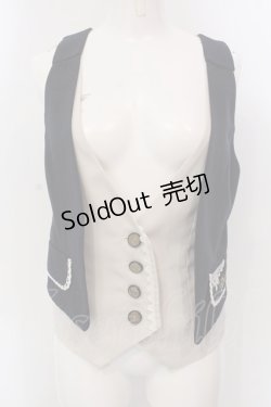 画像1: axes femme POETIQUE / ハートチョコ刺繍重ね着風ベスト M ネイビー×アイボリー O-25-03-31-1037-AX-TO-IG-OS